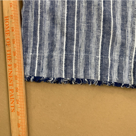 Anthropologie Cloth & Stone Navy Striped Sleeveless Linen Blend Jumpsuit Large - Picture 9 of 11